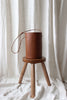 Round leather bucket bag brown
