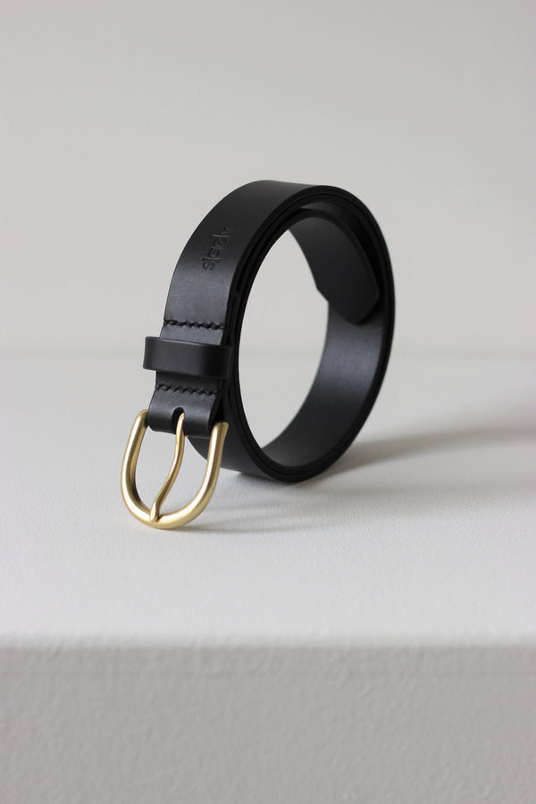 Brass buckle belt black