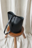 Round leather bucket bag black