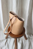 Round leather bucket bag natural