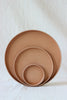 Round leather tray nude